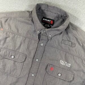 Ariat FR Work Shirt Men 2XLT Tall Grey Flame Resistant CAT 2 Long Sleeve Calpine